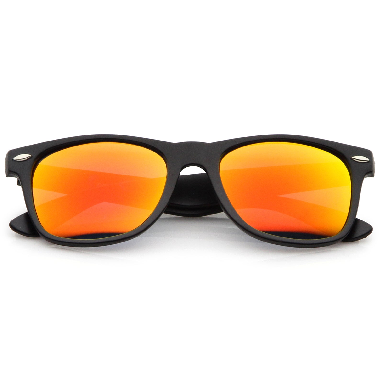 Matte Finish Color Mirror Lens Large Square Horn Rimmed Sunglasses 55m