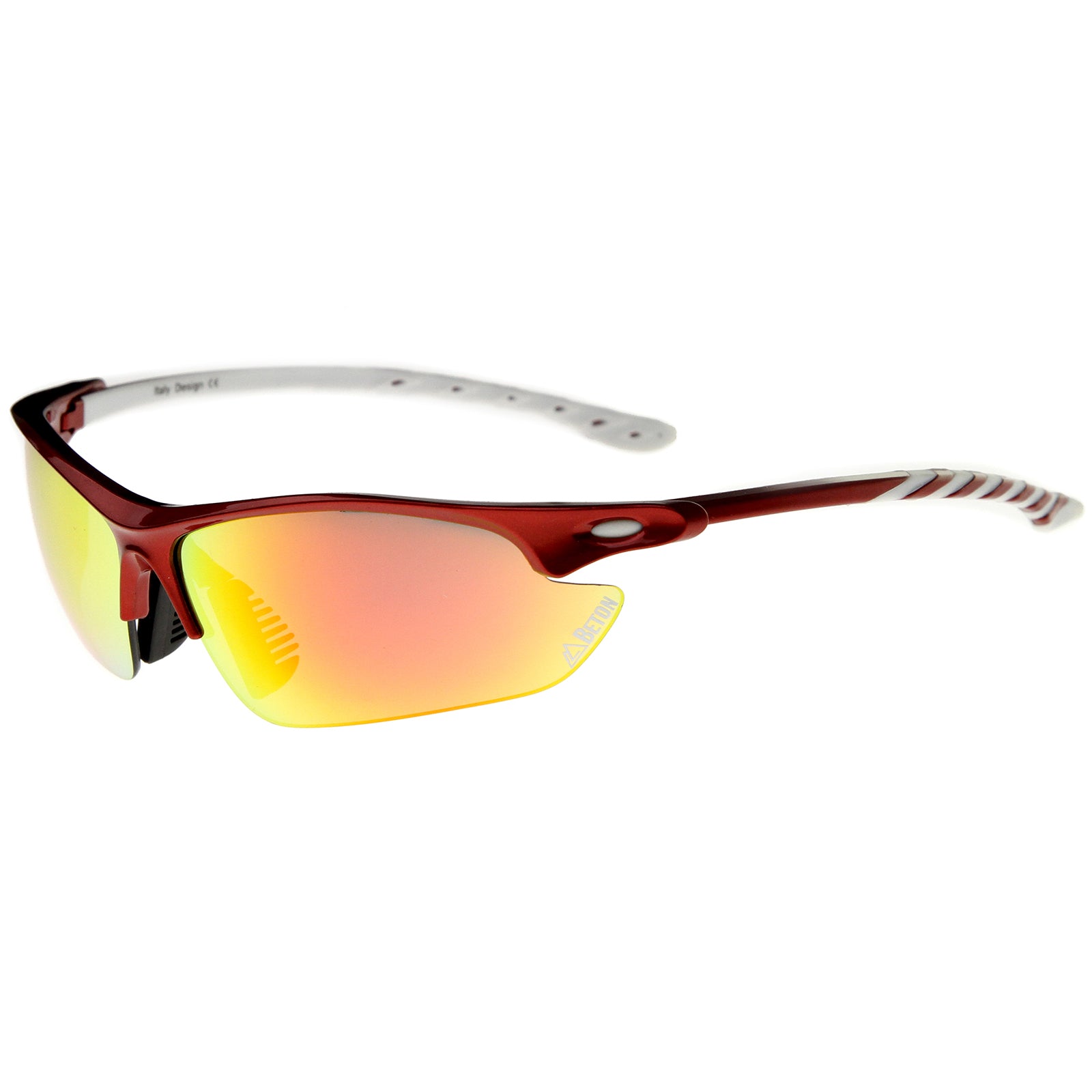 Olympus - Two-Toned Half-Frame Iridescent Lens TR-90 Sports Wrap Sunglasses  68mm