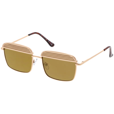 Gold Mirror Rectangular Sunglasses - Gold