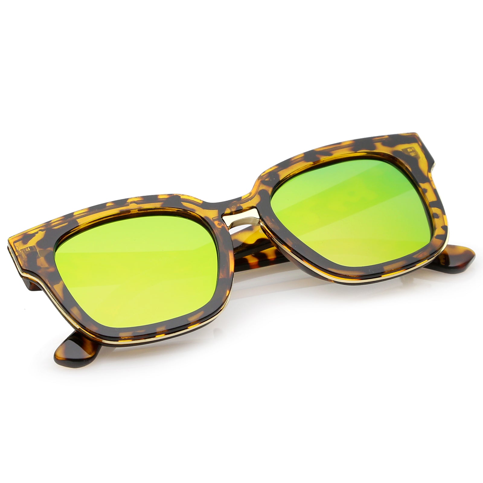 ASOS DESIGN square sunglasses in black with mirrored rainbow lens