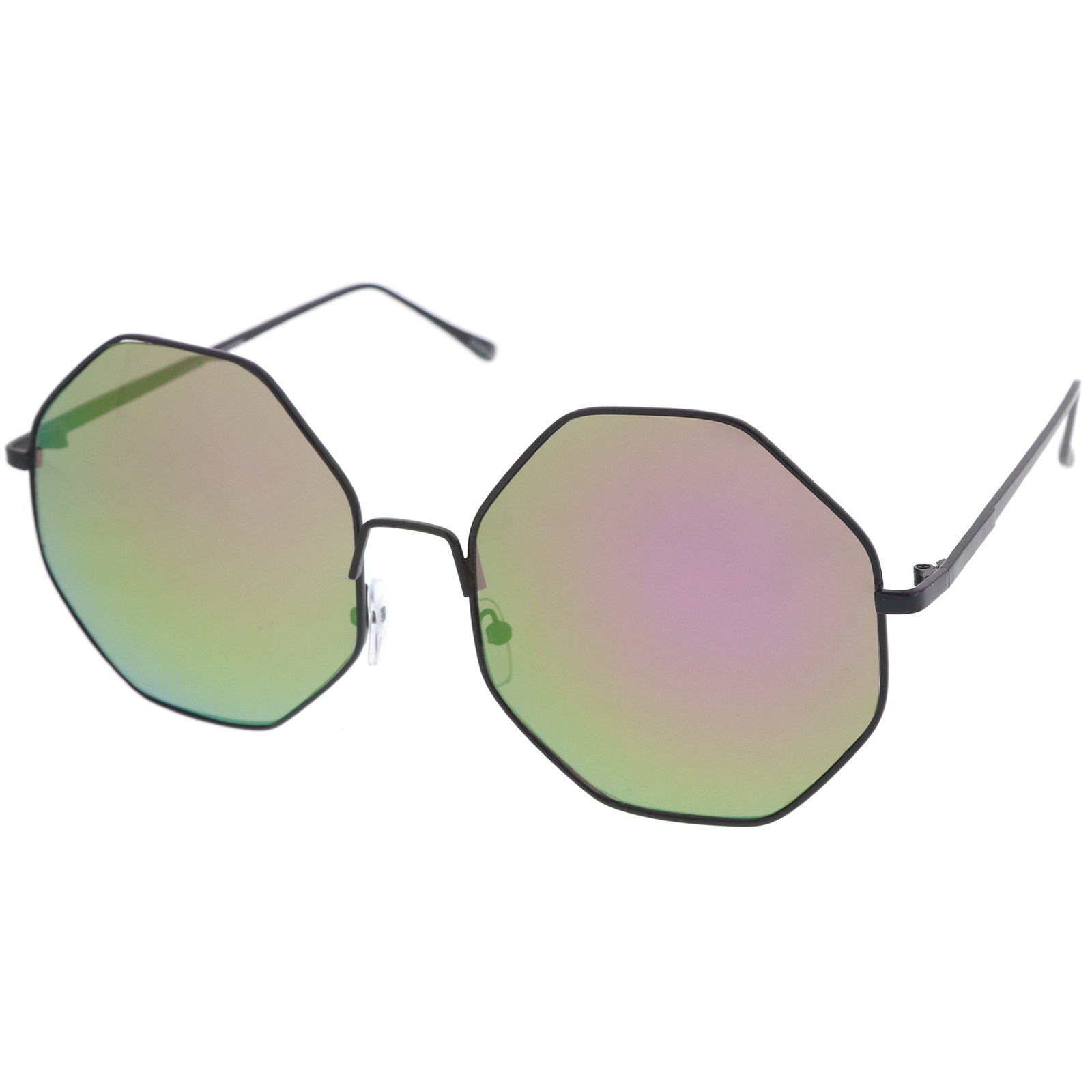 Silver Mirror Hexagonal Sunglasses For Men