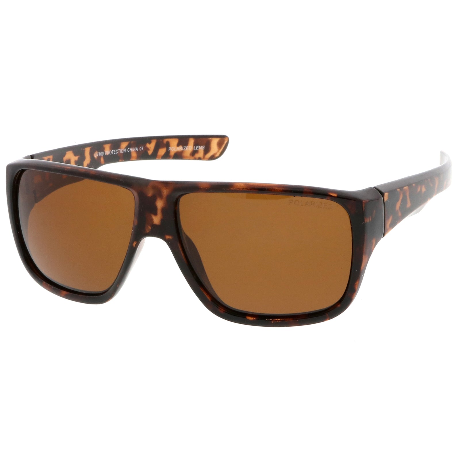 Men's Oversize Flat Top Wide Temple Polarized Lens Square