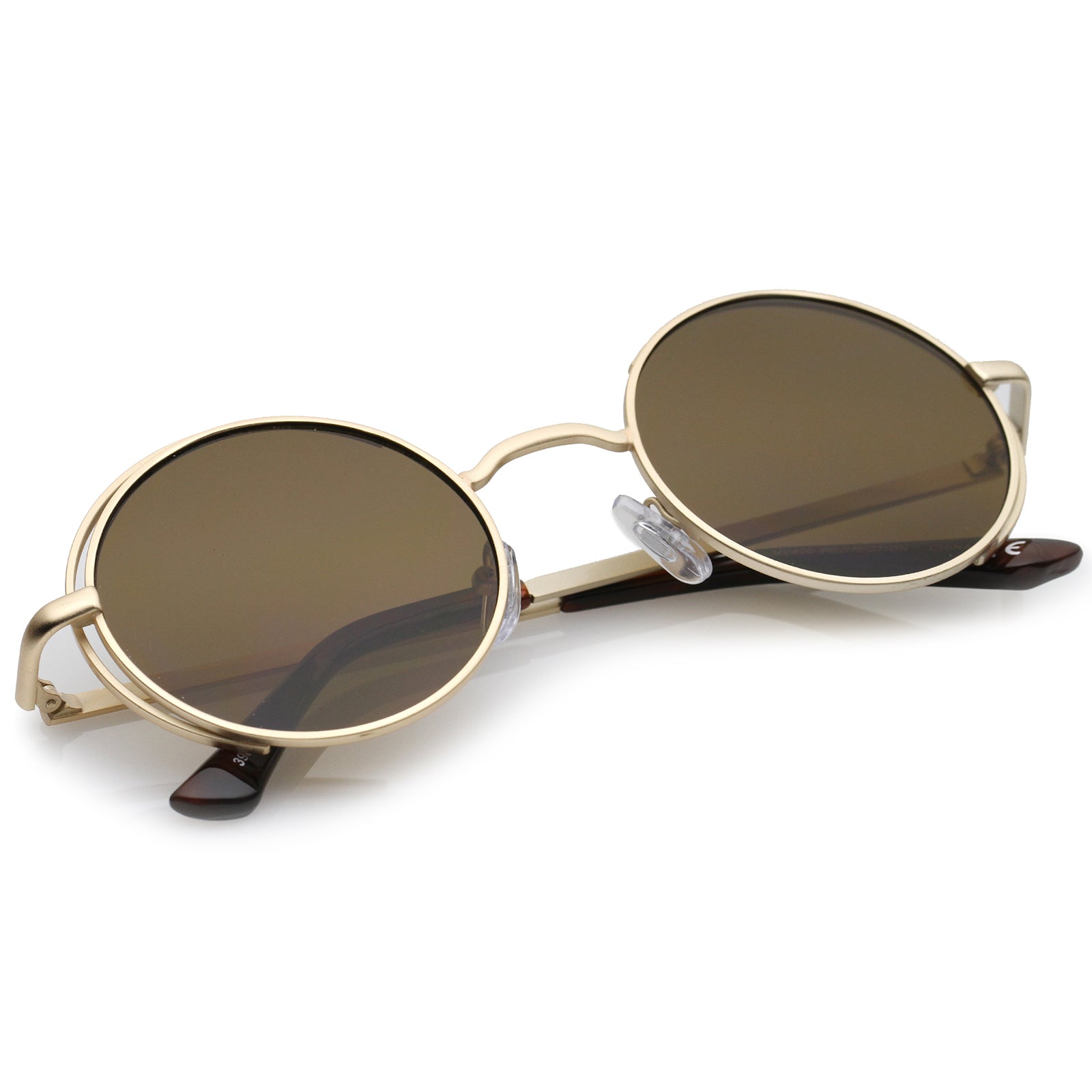 Black Gold Round Vintage Sunglasses