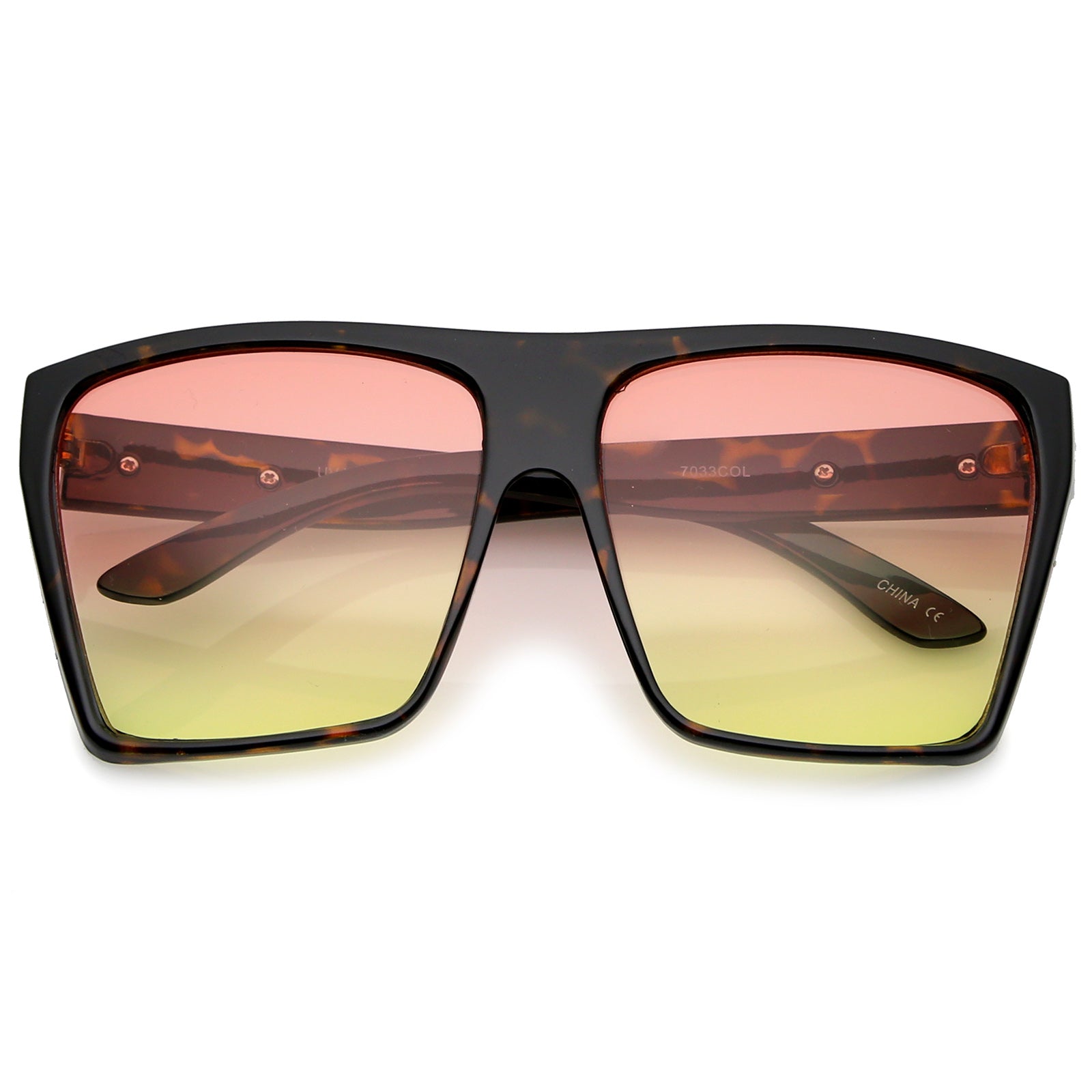 Flat top oversize hot sale gradient square sunglasses