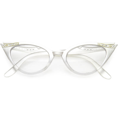 Cat Eye Glasses, White & SIlver