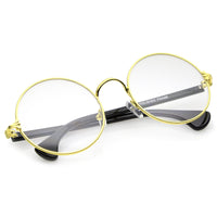 Classic Slim Metal Frame Clear Lens Round Eyeglasses 53mm - sunglass.la