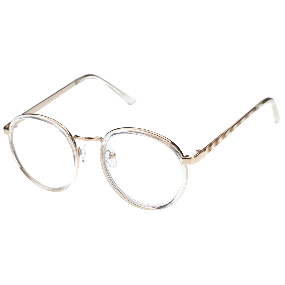 Classic Metal Frame Slim Temple Clear Lens Round Eyeglasses 49mm Sunglassla 