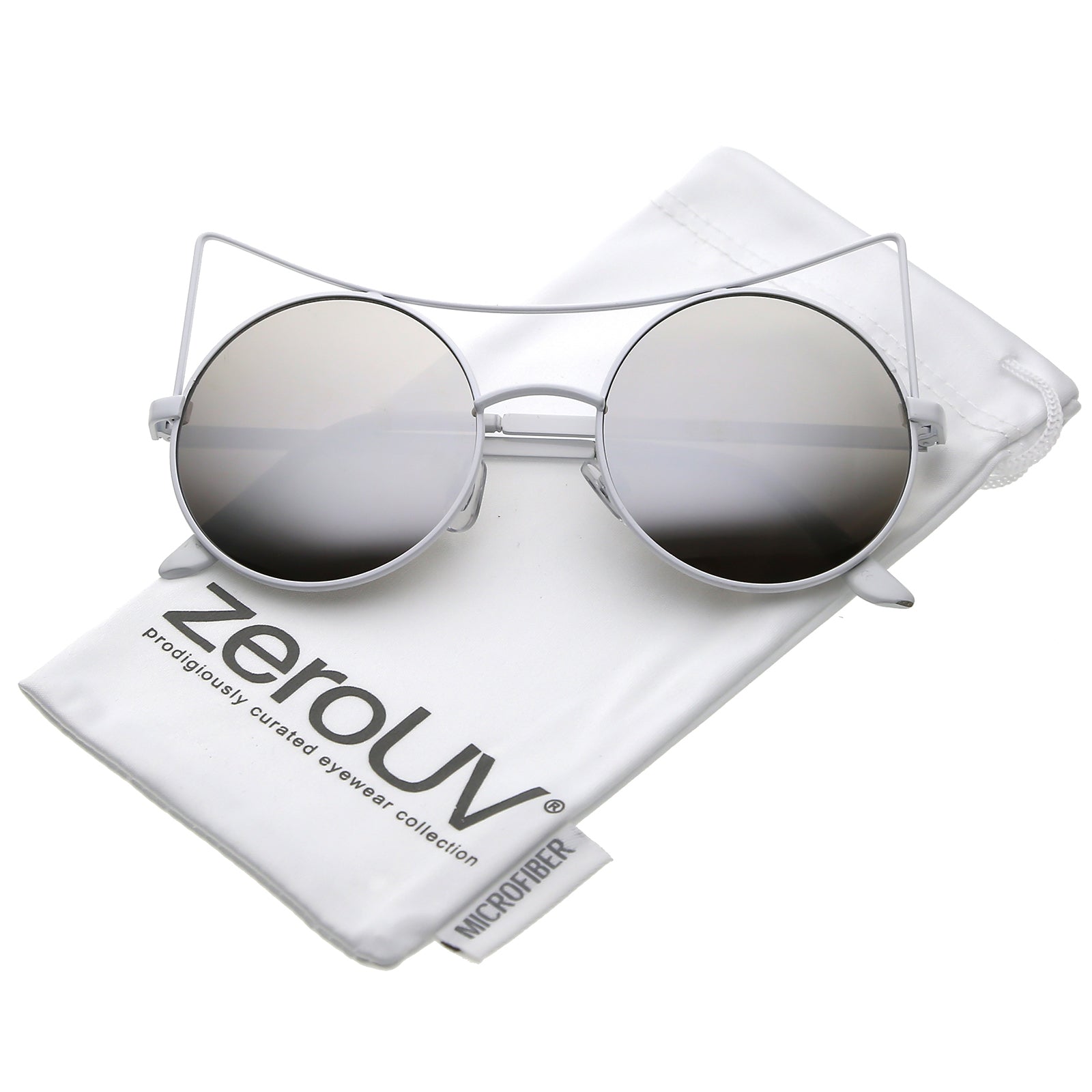 zeroUV - Oversize Metal Frame Thin Temple Color Mirror Flat Lens Aviator Sunglasses 62mm (Silver / Silver Mirror)
