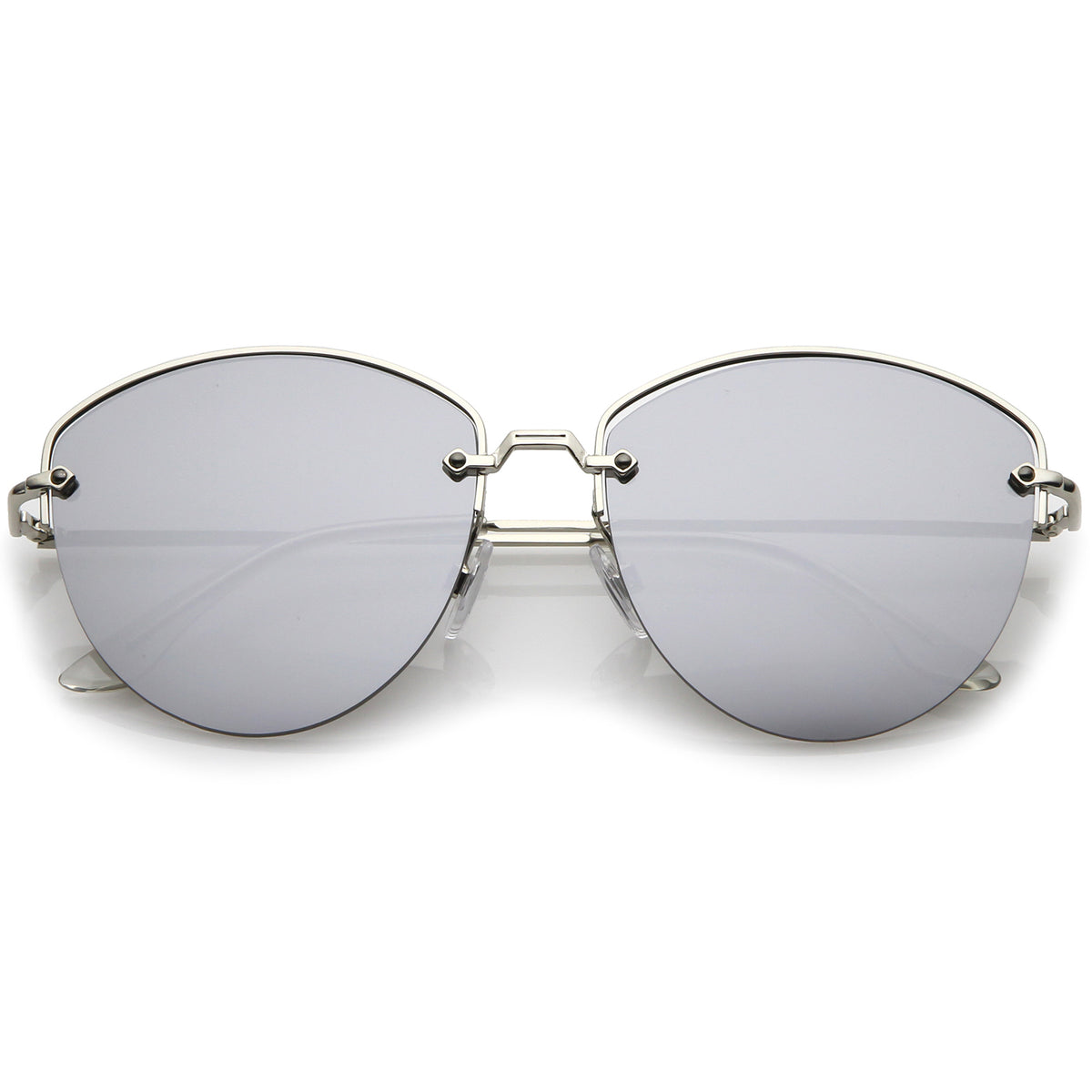 Modern Metal Nose Bridge Mirrored Flat Lens Semi-Rimless Sunglasses 60 ...