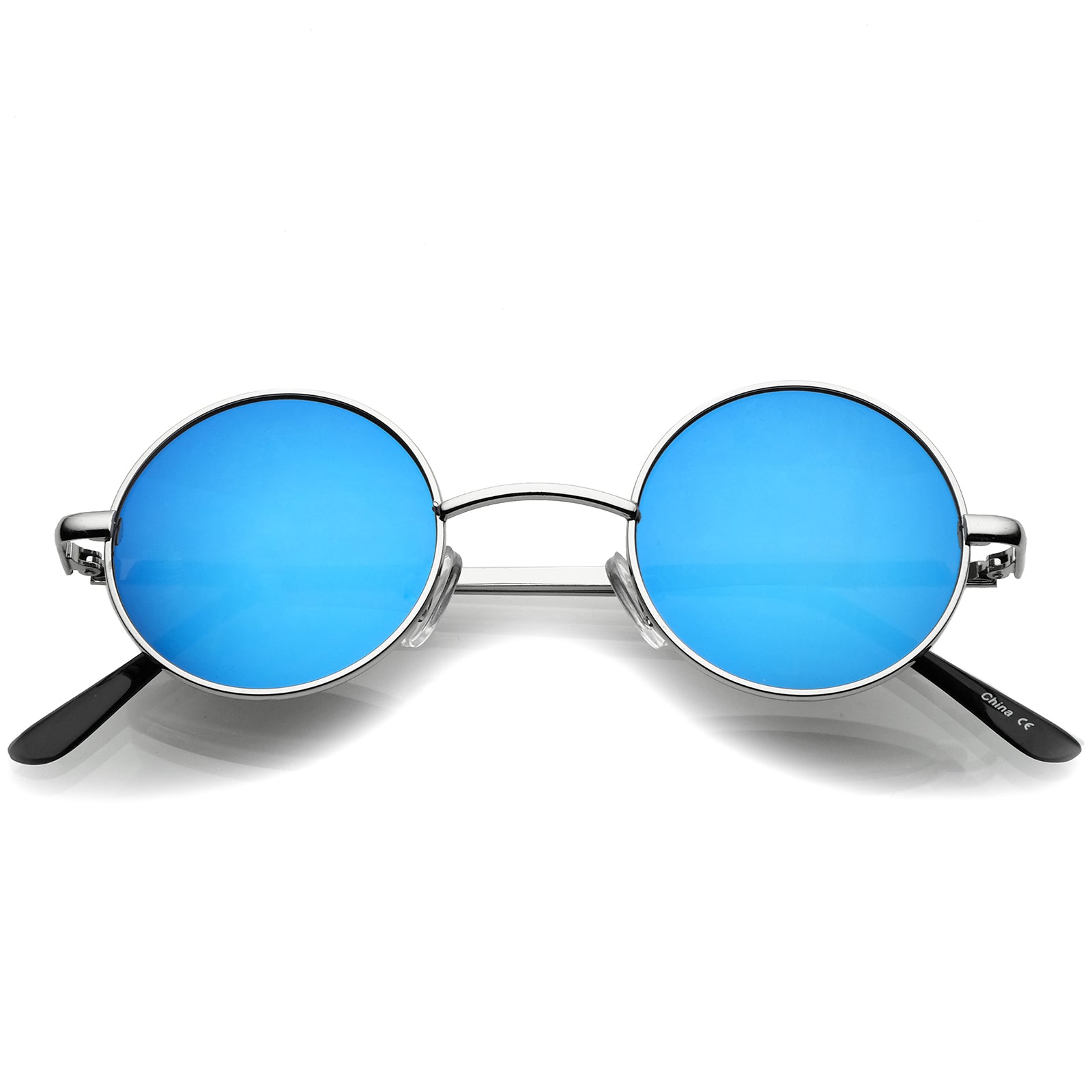 Small Retro Lennon Style Colored Mirror Lens Round Metal Sunglasses 41 -  sunglass.la