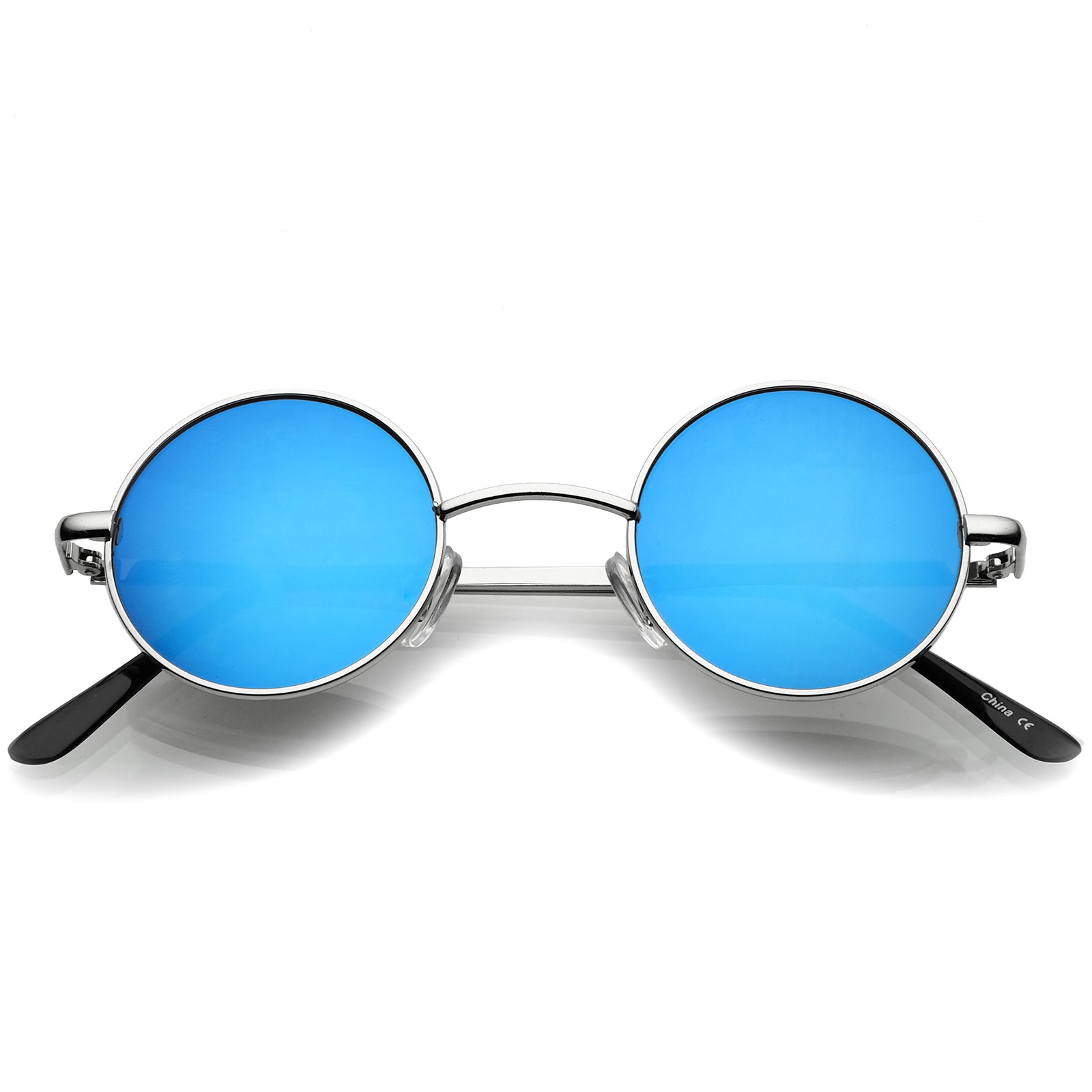 Small Retro Lennon Style Colored Mirror Lens Round Metal Sunglasses 41 | Sonnenbrillen
