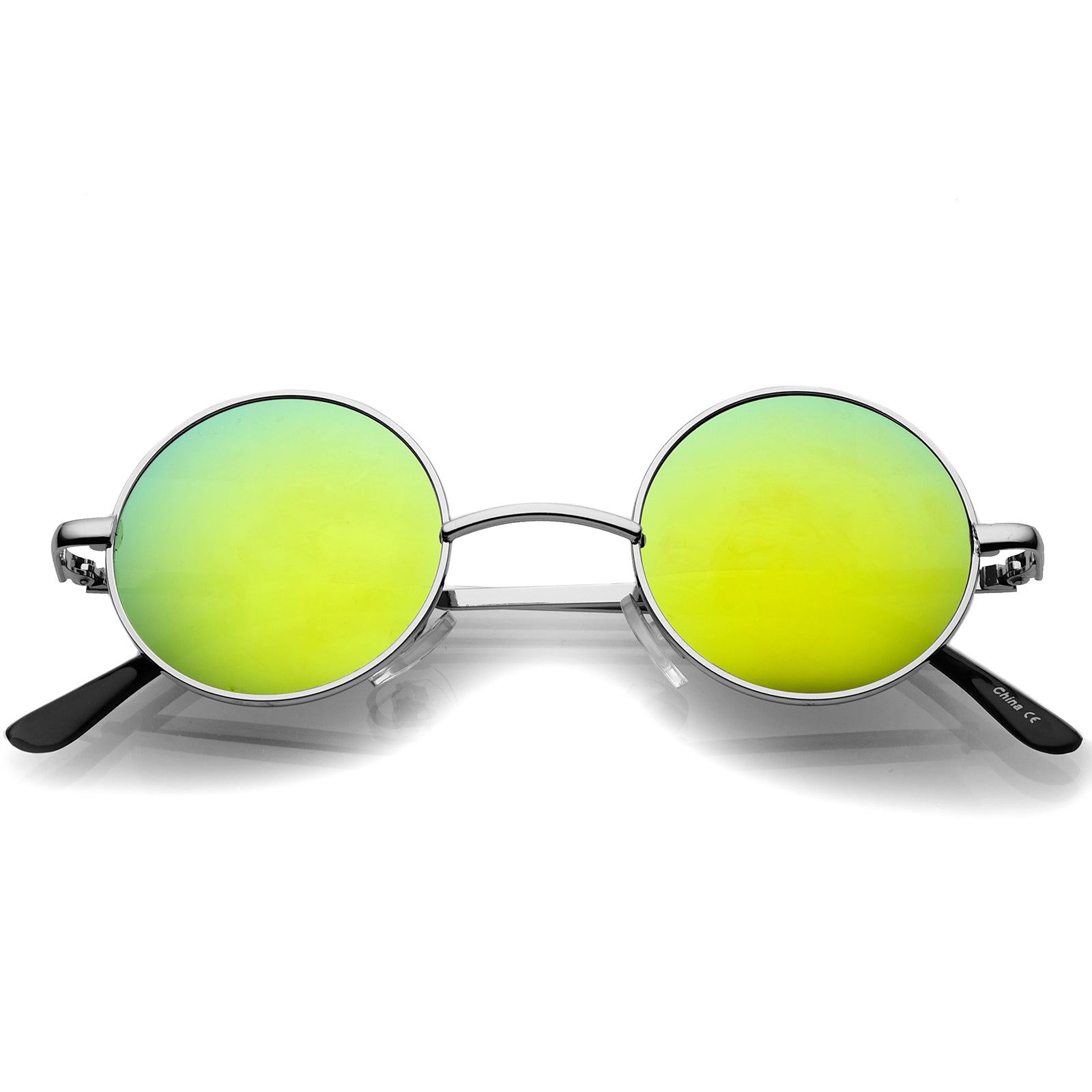 Small Retro Lennon Colored Metal Style Lens Mirror Round Sunglasses 41