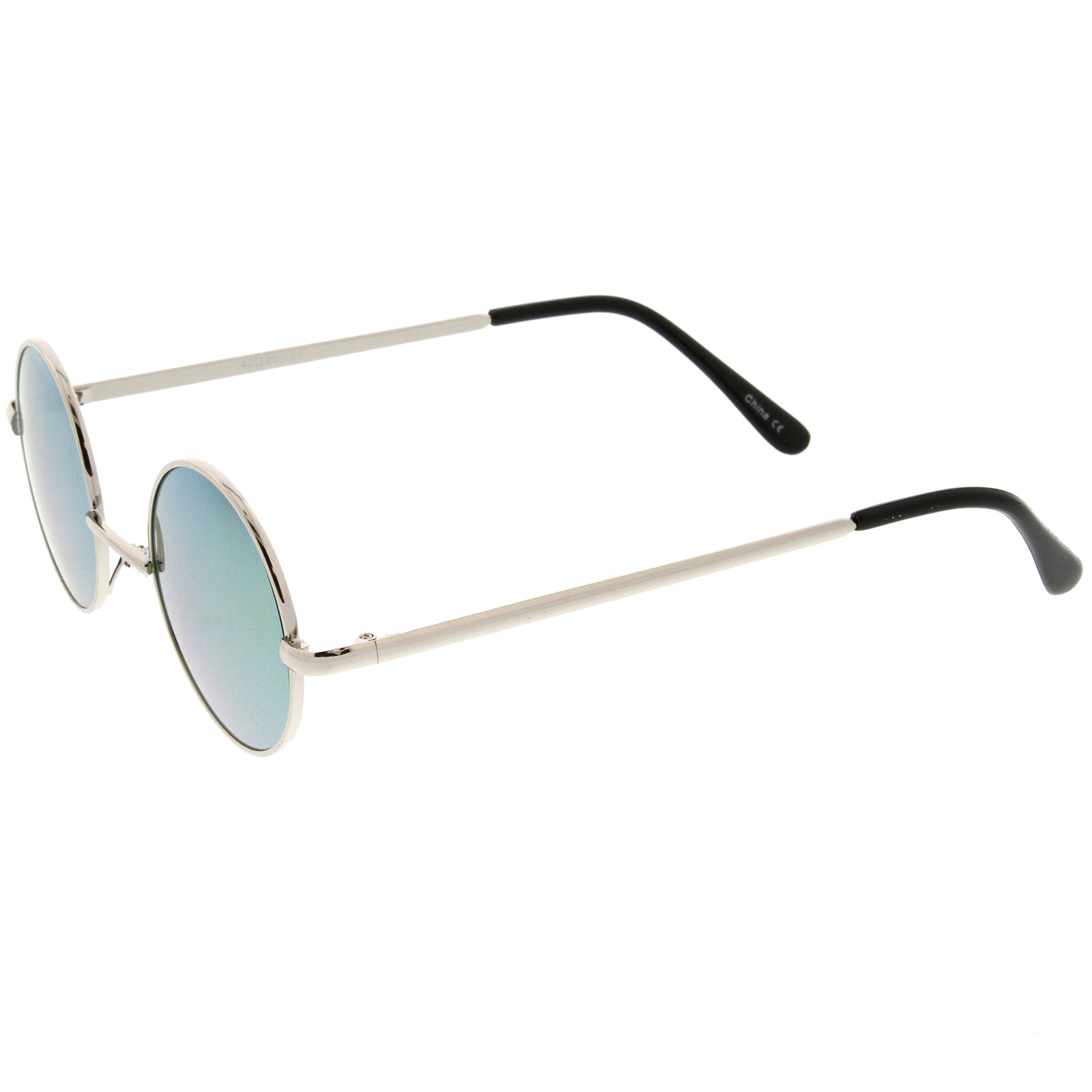 Small retro lennon style colored store mirror lens round metal sunglasses 41mm