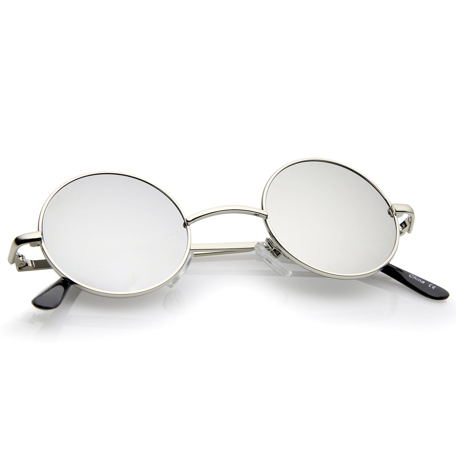 Small Retro Lennon Style Colored Sunglasses Mirror Round 41 Metal Lens