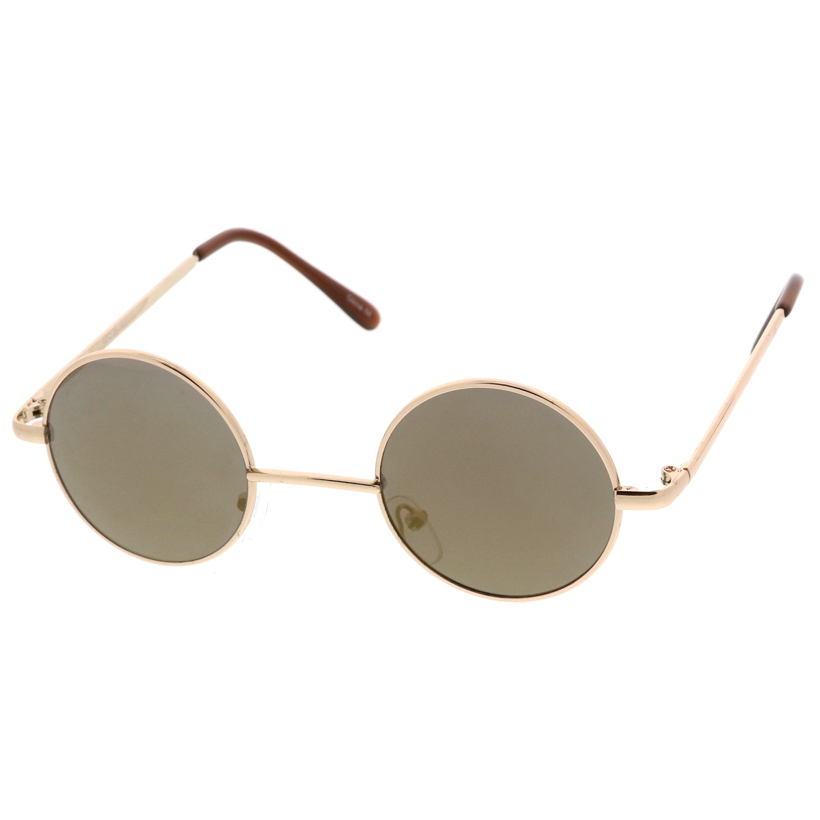 Lennon Style Round Circle Metal Sunglasses with Color Mirror Lens