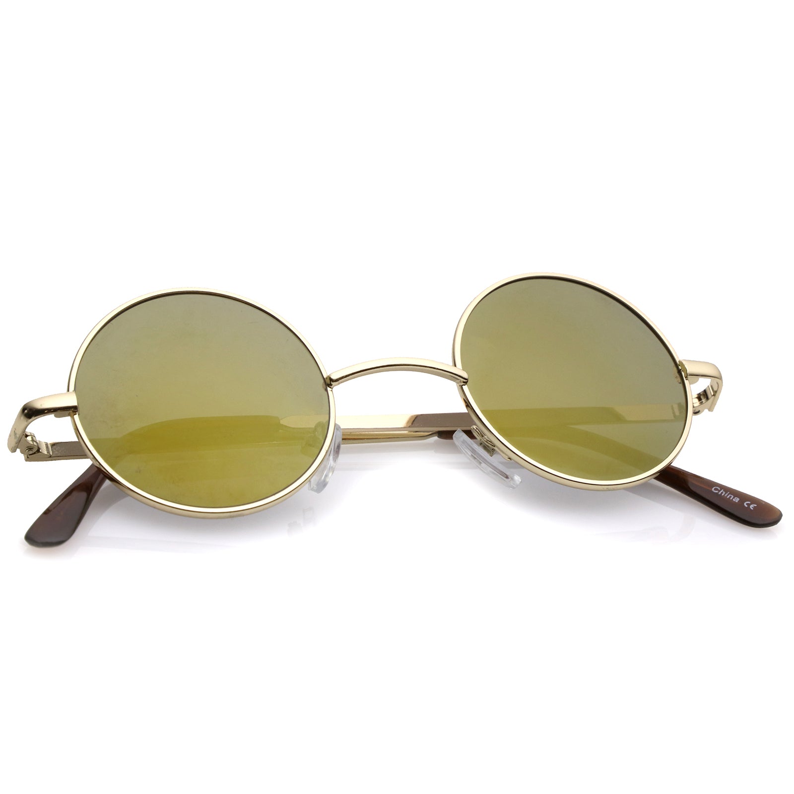 Lennon Style Round Circle Metal Sunglasses with Color Mirror Lens