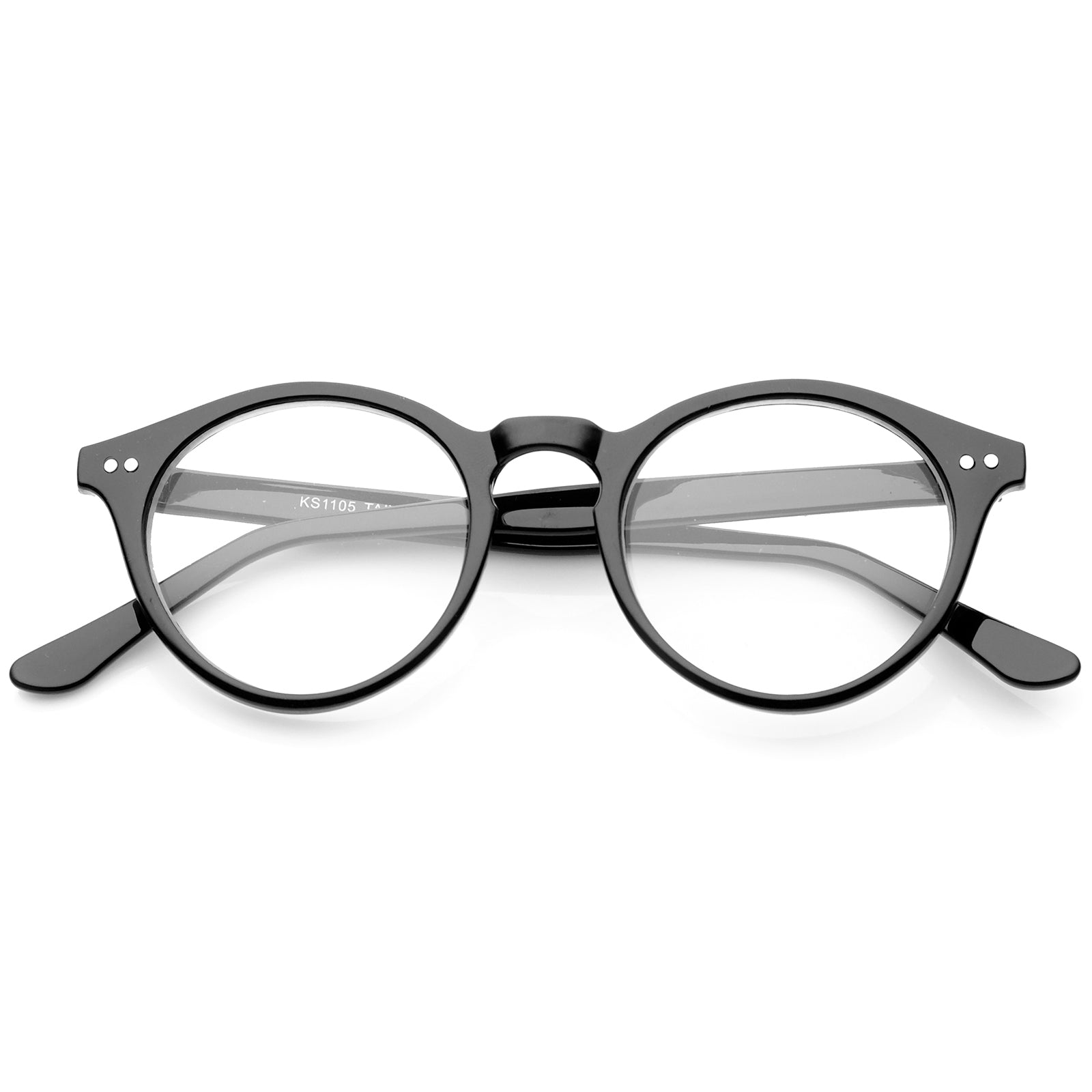 Womens Small Oval Glasses Slim Arms Clear Lens 48mm (Black / Clear)