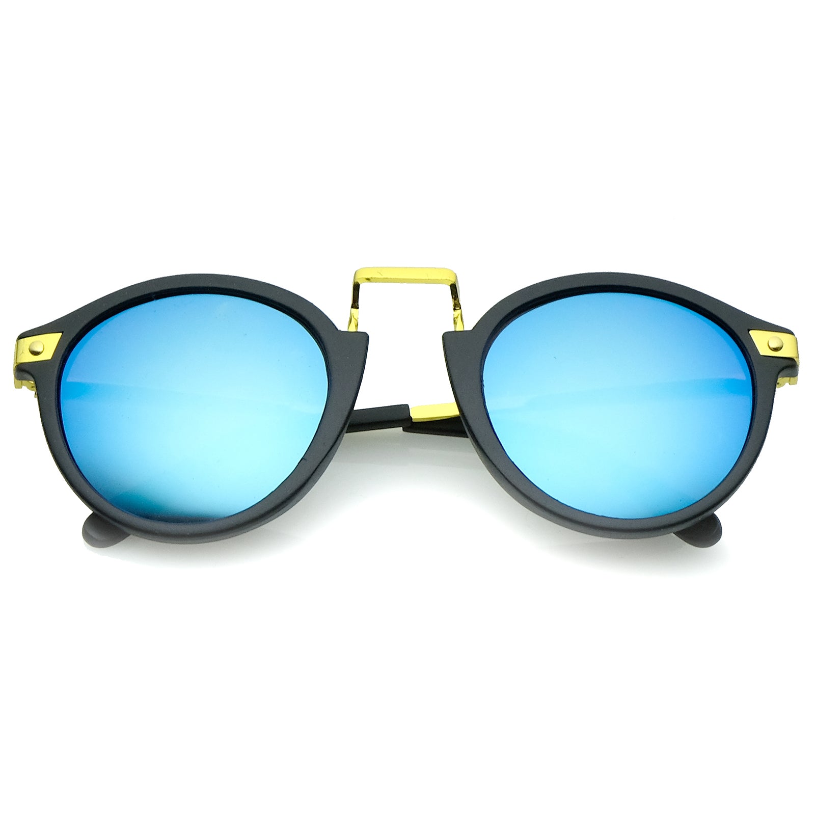 Matte Black-Gold / Blue Mirror