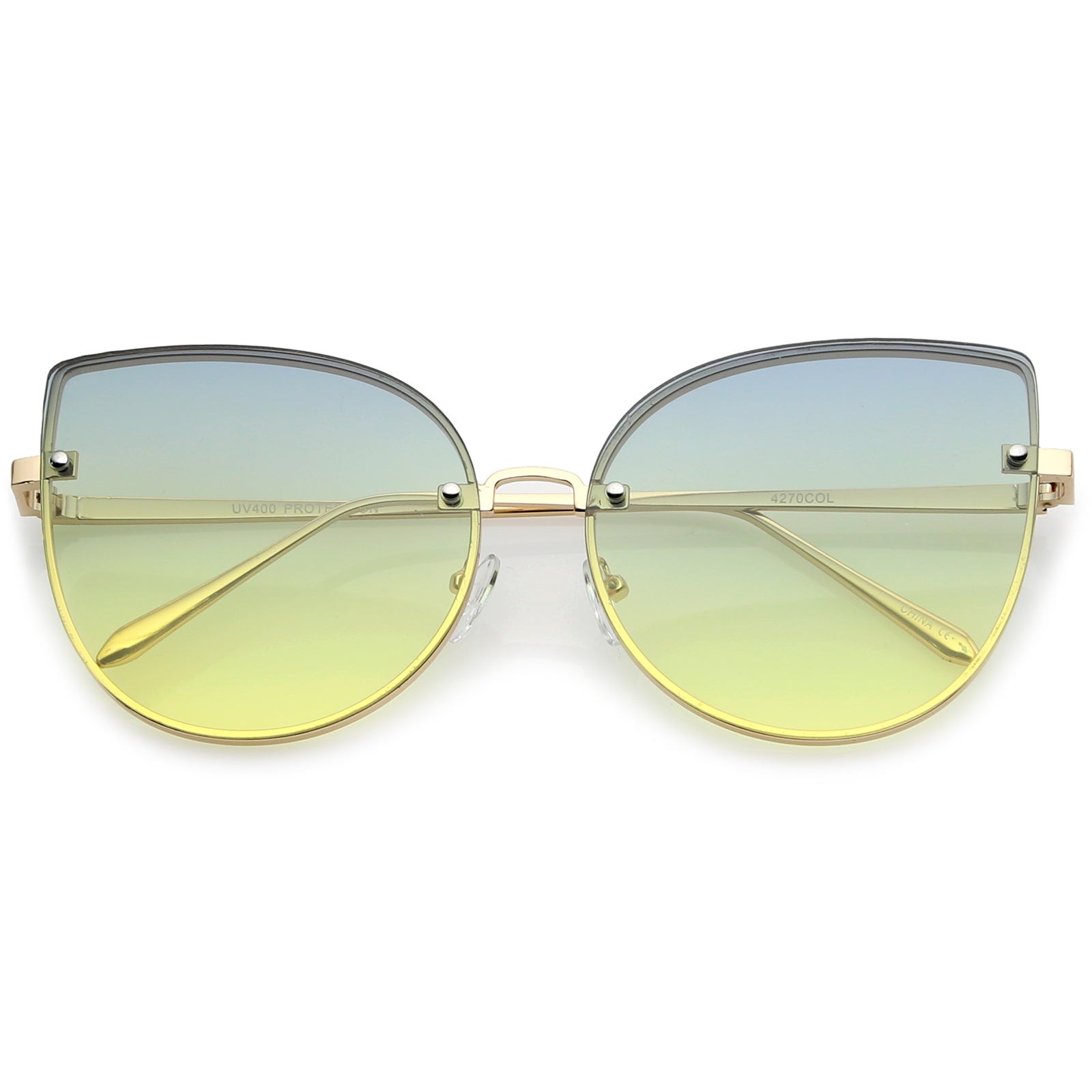Gold Faded Lens Oversized Sunglasses