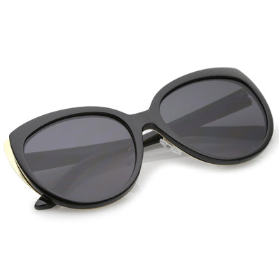 Gold Metal Edge Cat Eye Sunglasses - Black Lens