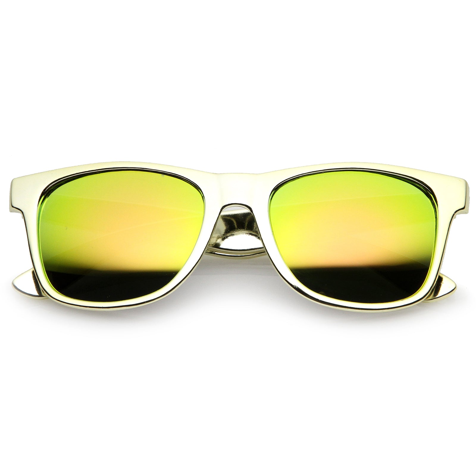 Retro Metallic Square Colored Mirror Lens Horn Rimmed Sunglasses 55mm