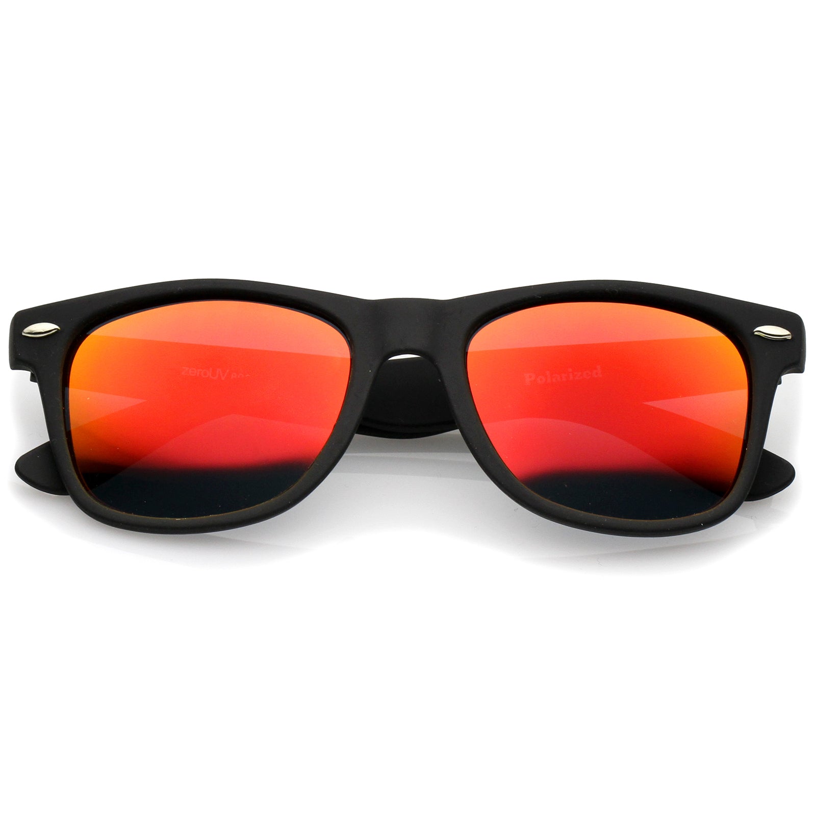 Rubberized Frame Square Horn Sunglasses 5 Lens Mirror Polarized Rimmed