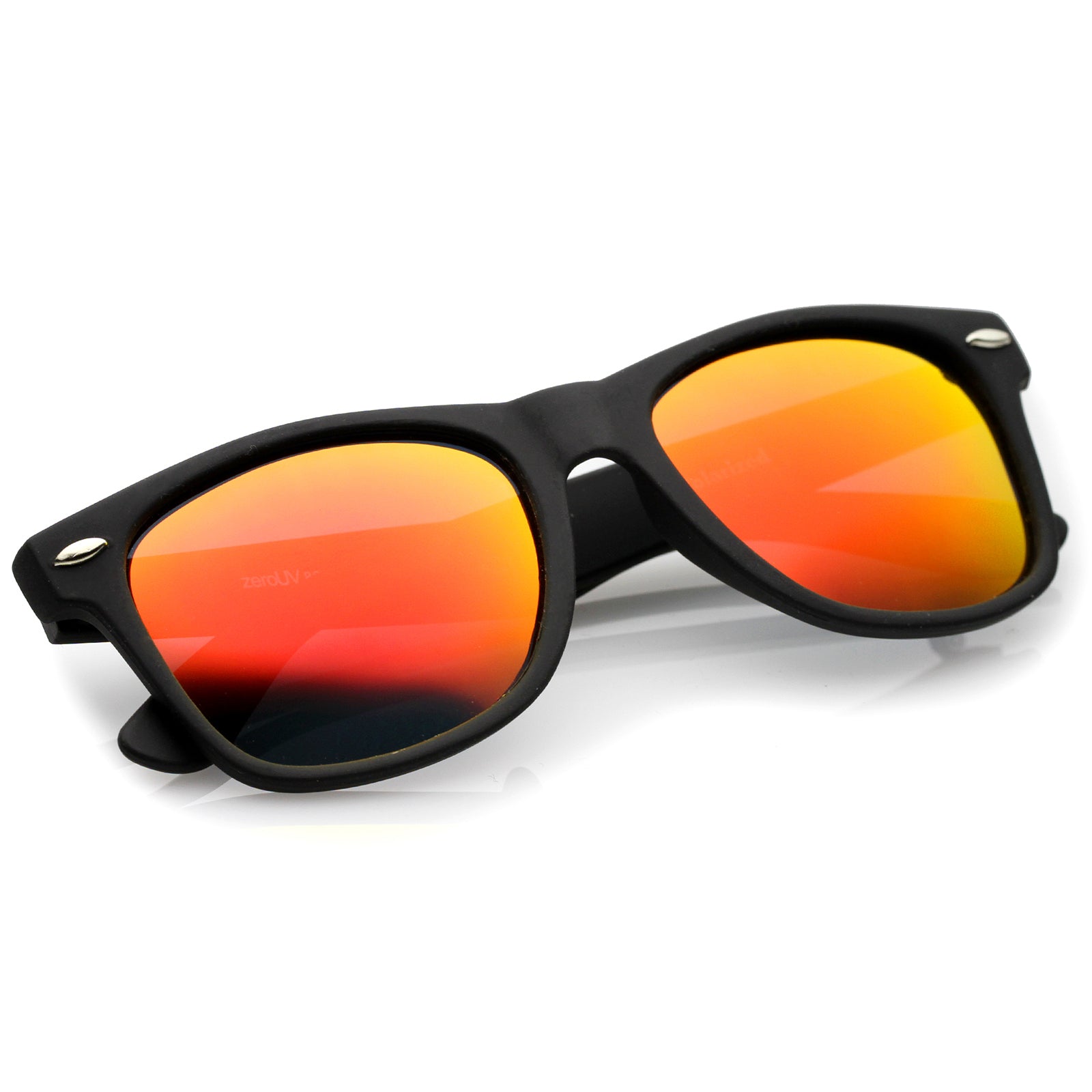 Sunglasses Rimmed Polarized Mirror Frame Square 5 Rubberized Horn Lens