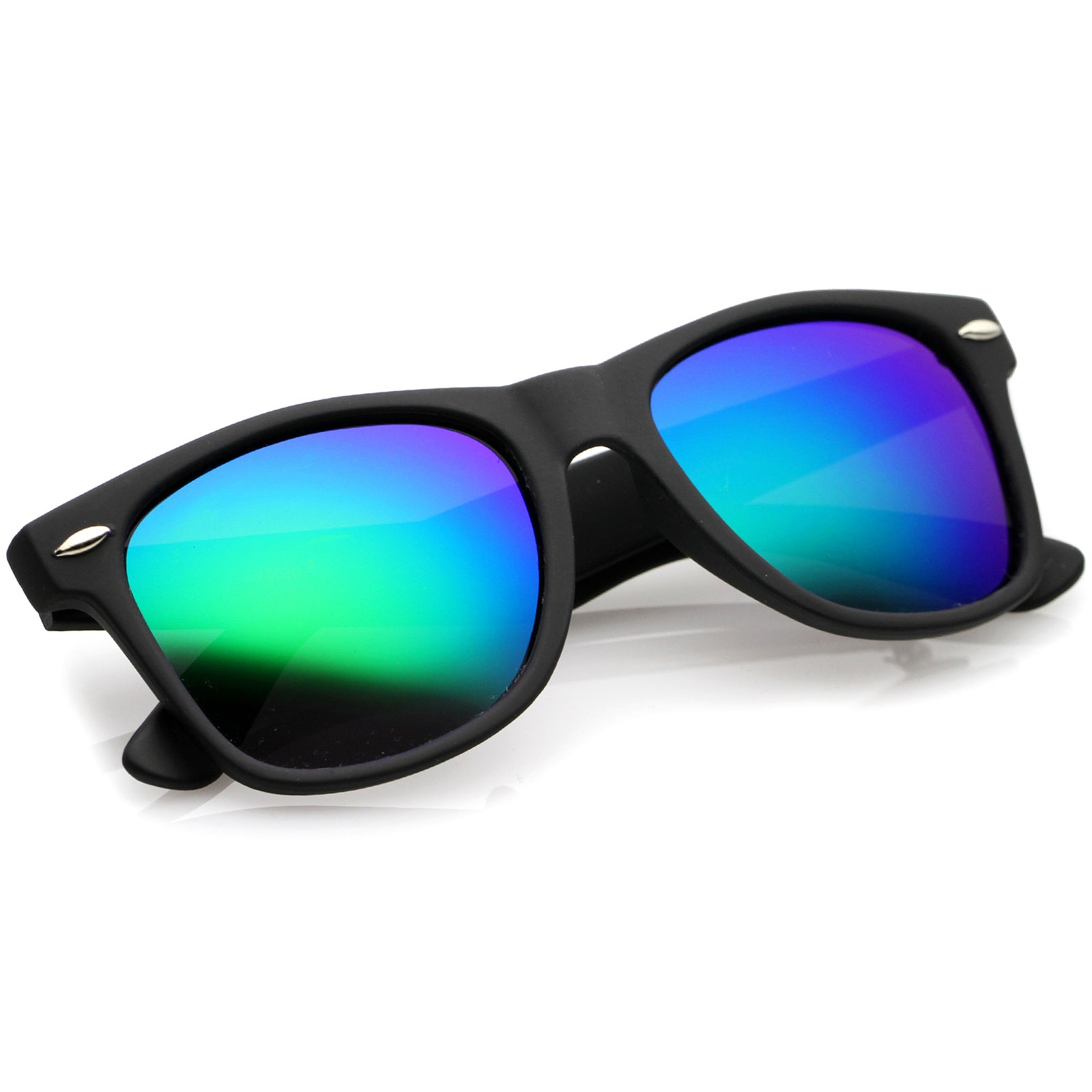 Frame Rubberized Rimmed Sunglasses Horn Lens 5 Square Mirror Polarized