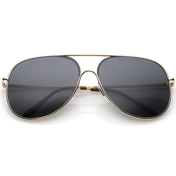 Classic Oversize Metal Aviator Sunglasses Semi Rimless Teardrop Flat L ...