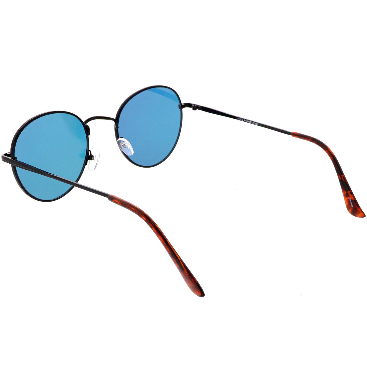 Classic Full Metal Round Sunglasses Slim Temple Color Mirrored Flat Le Sunglassla 