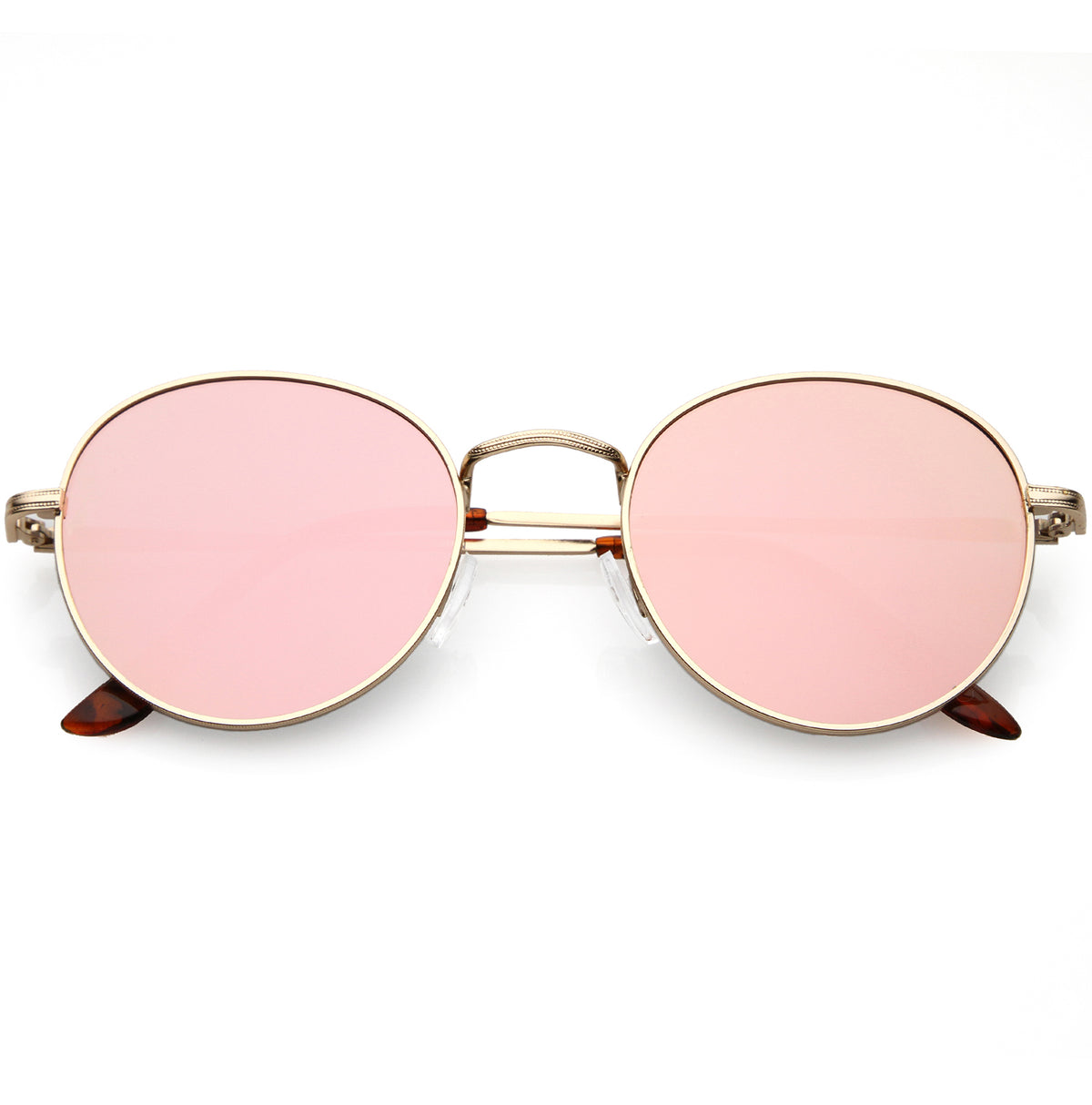 Classic Full Metal Round Sunglasses Slim Temple Color Mirrored Flat Le ...