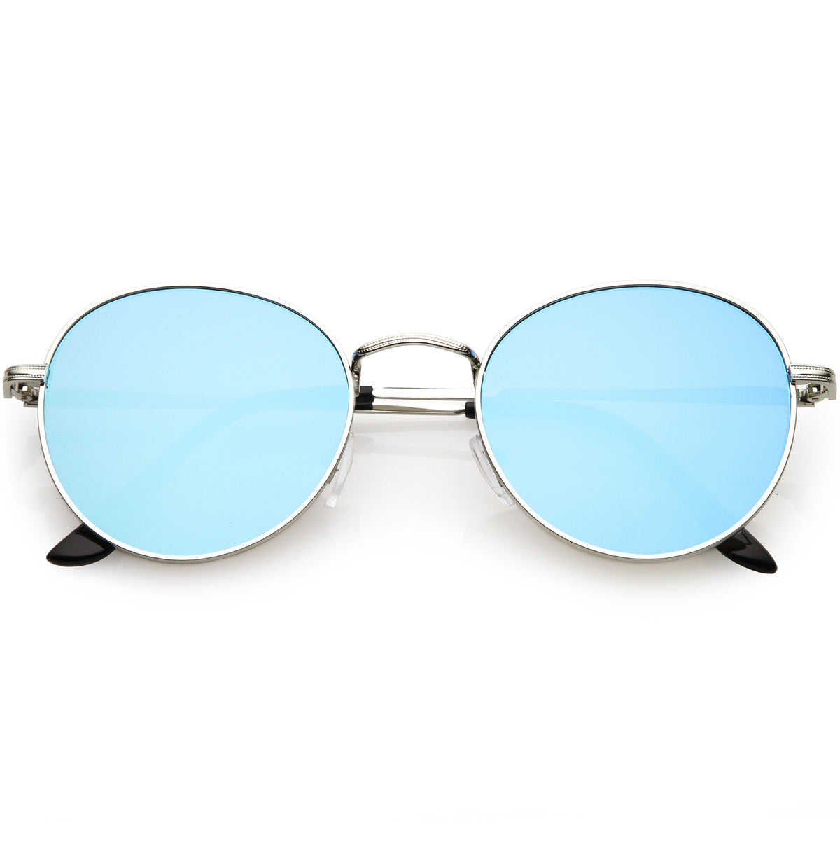 Classic Full Metal Round Sunglasses Slim Temple Color Mirrored Flat Le Sunglassla 