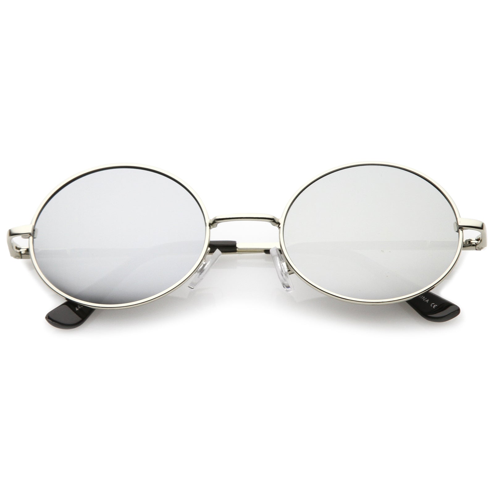 Classic Lightweight Slim Arms Colored Mirror Flat Lens Oval Sunglasses sunglass.la
