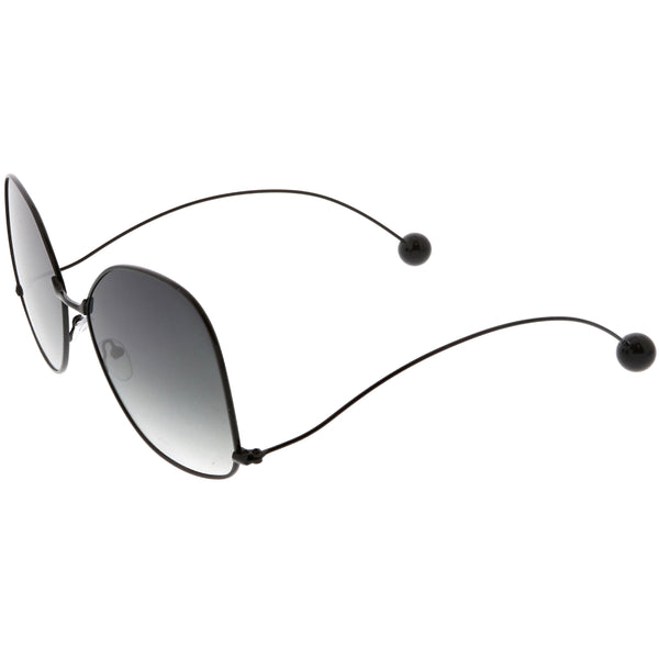 Womens Butterfly Sunglasses Thin Curved Metal Arms Ball Neutral Color Sunglassla 1058