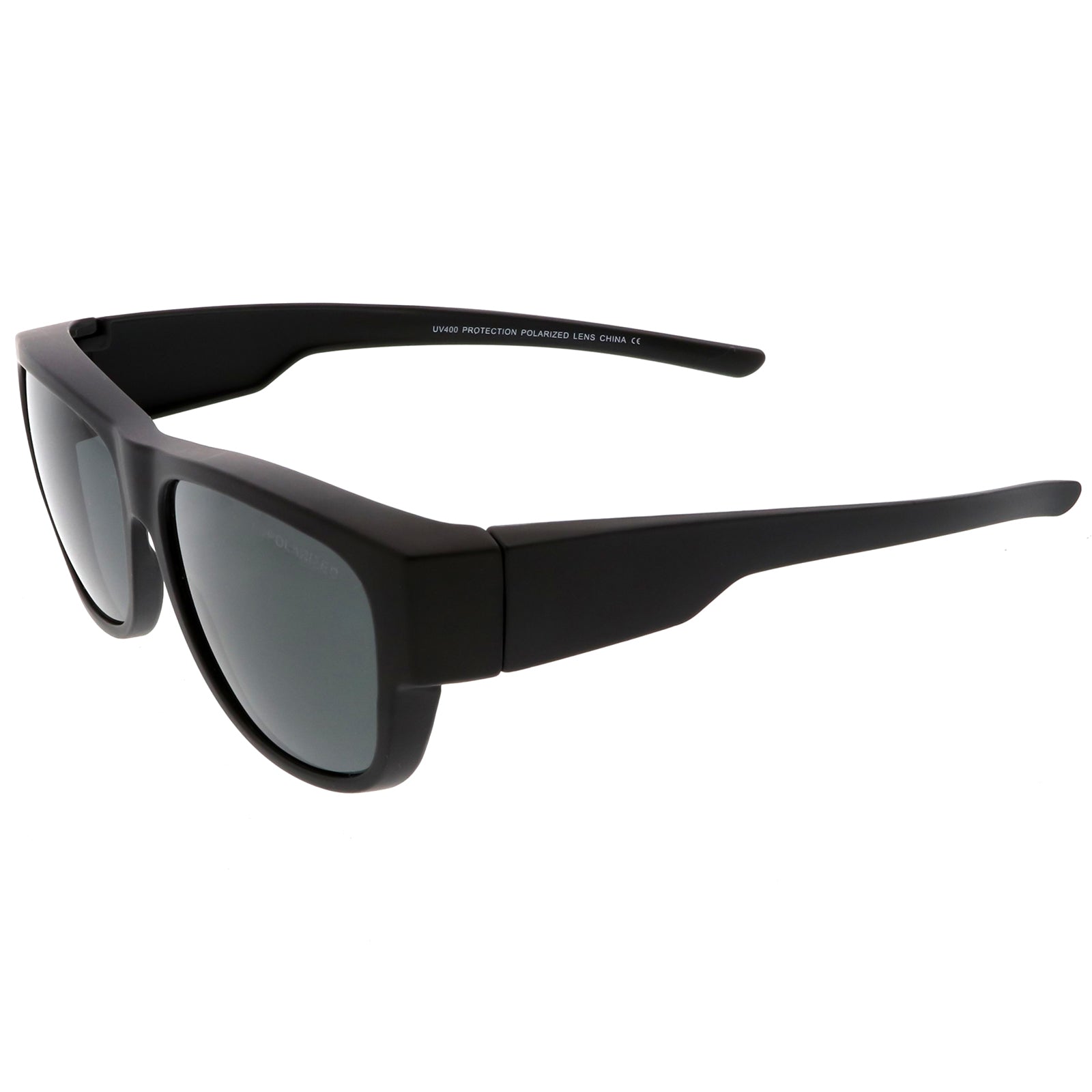 Men's Rubberized Flat Top Wide Temple Square Sunglasses 57mm