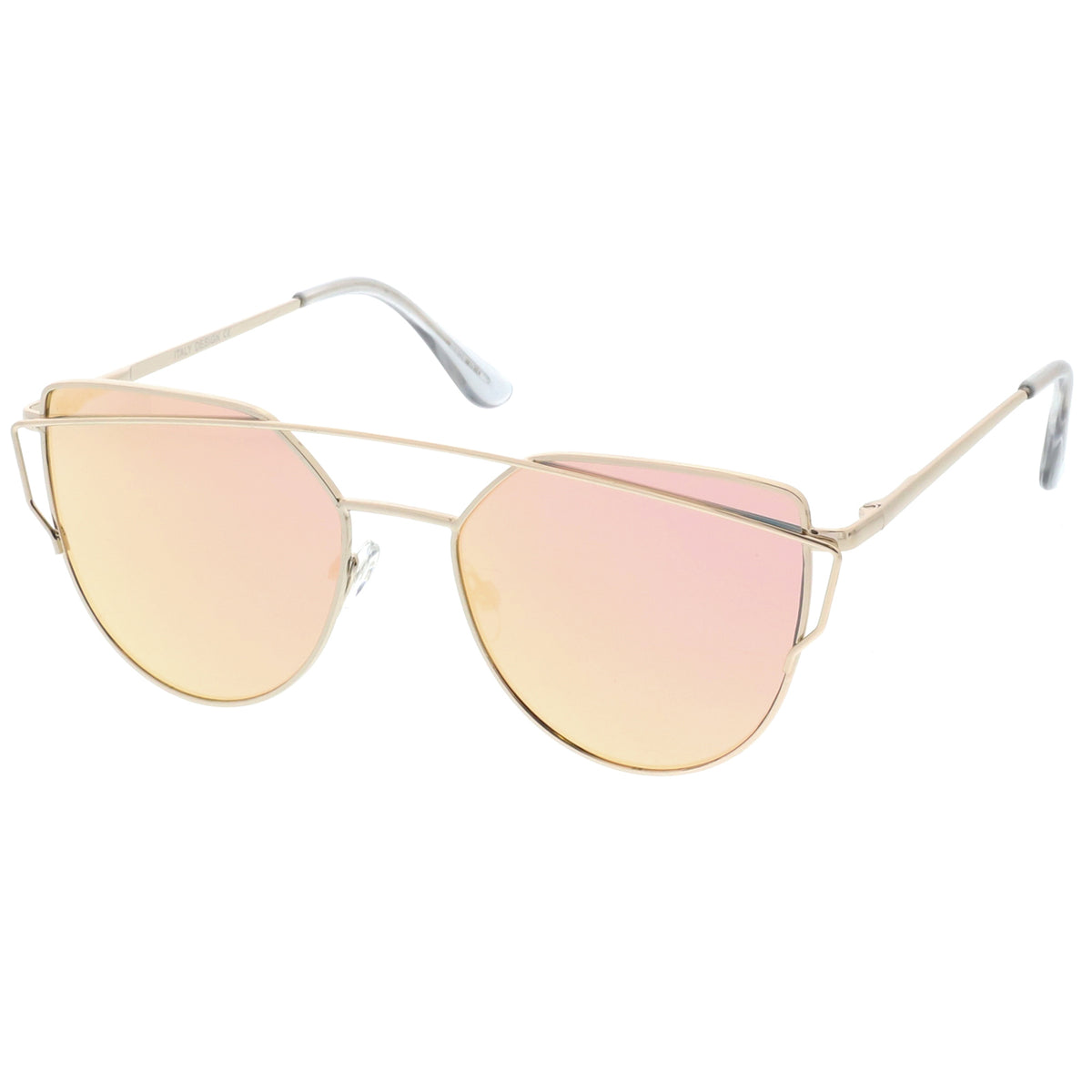 Premium Metal Aviator Sunglasses With Crossbar And Colored Mirror Lens ...