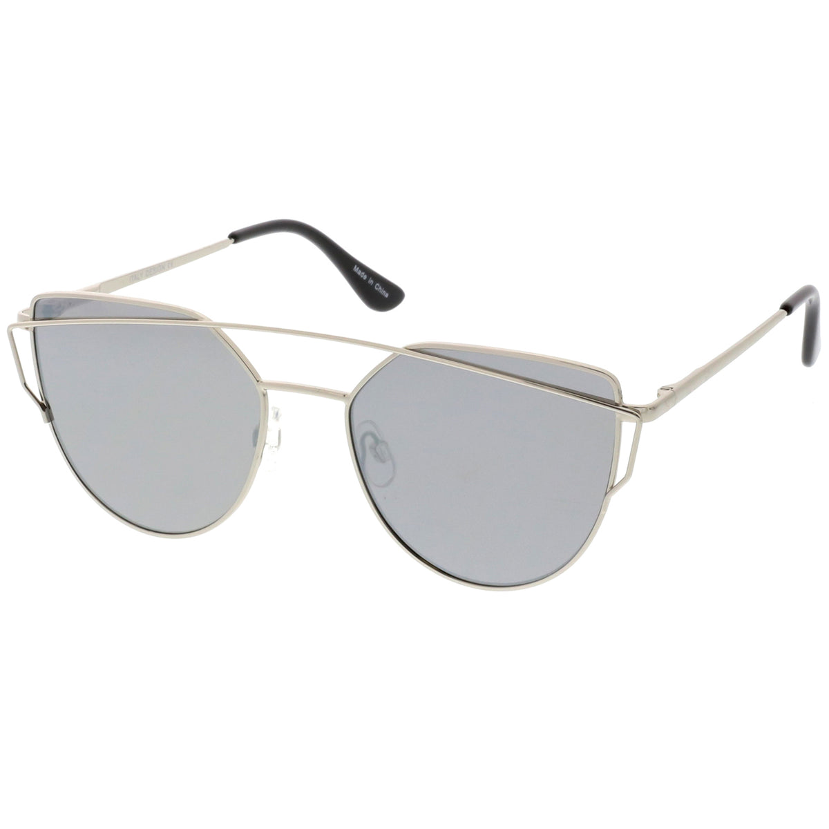 Premium Metal Aviator Sunglasses With Crossbar And Colored Mirror Lens ...