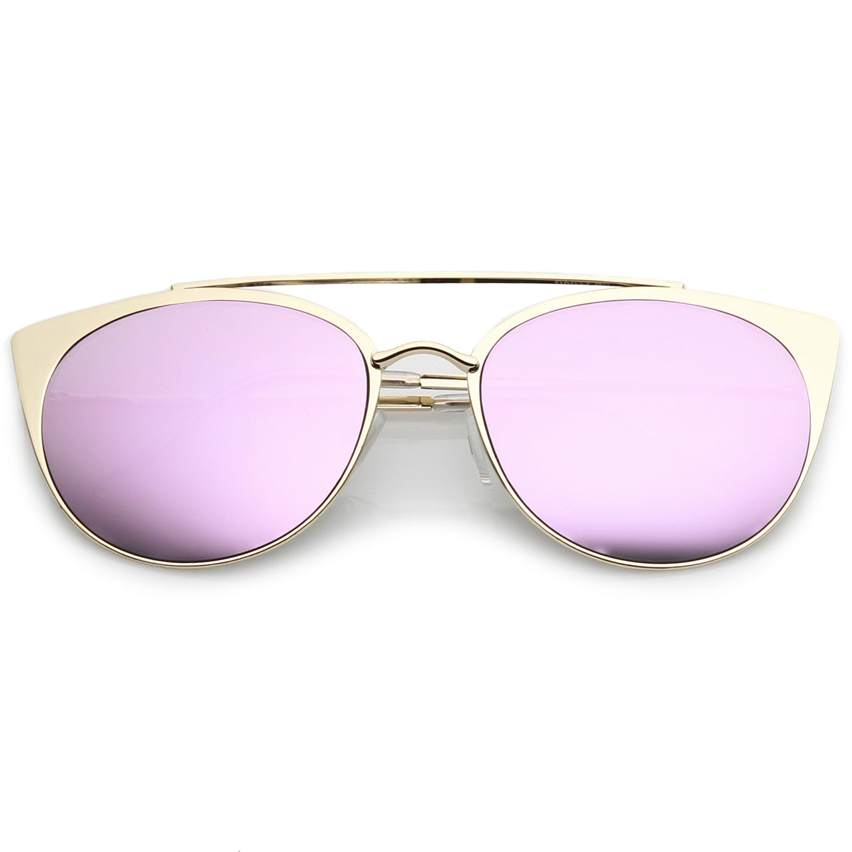 Premium Oversize Metal Cat Eye Sunglasses With Crossbar And Colored Mi