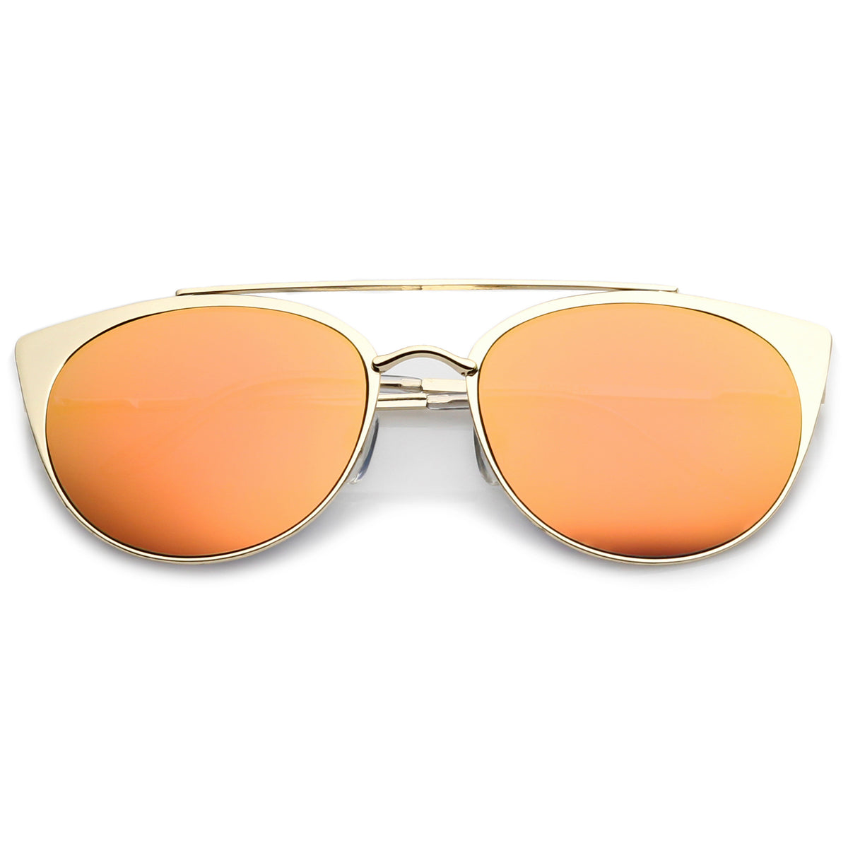 Premium Oversize Metal Cat Eye Sunglasses With Crossbar And Colored Mi