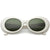 Retro White Oval Sunglasses With Tapered Arms Colored Round Lens  51mm