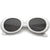Retro Oval Sunglasses Tapered Arms Neutral Colored Round Lens 53mm