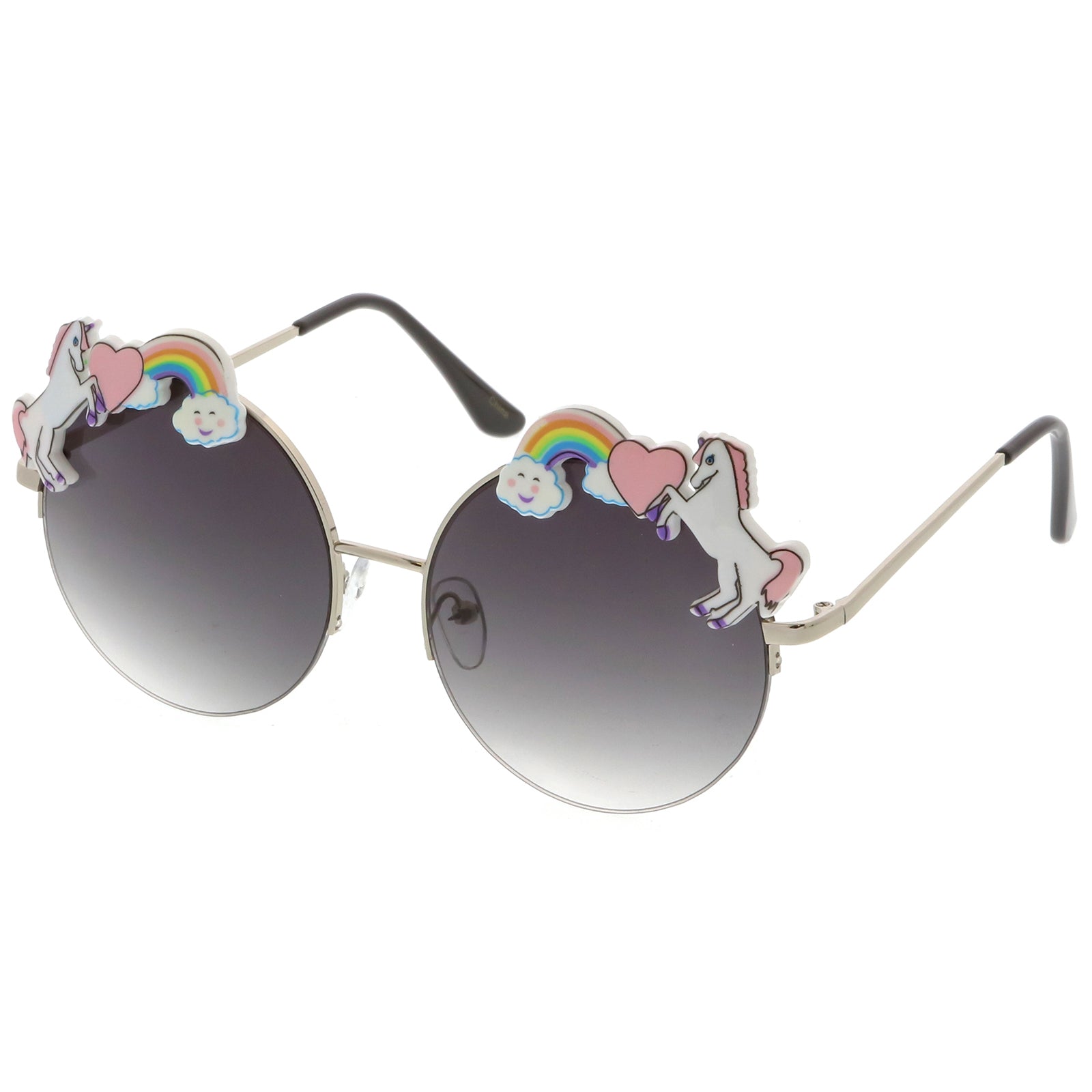 Novelty Rainbow Unicorn Sunglasses Horn Rimmed Square Lens 50mm