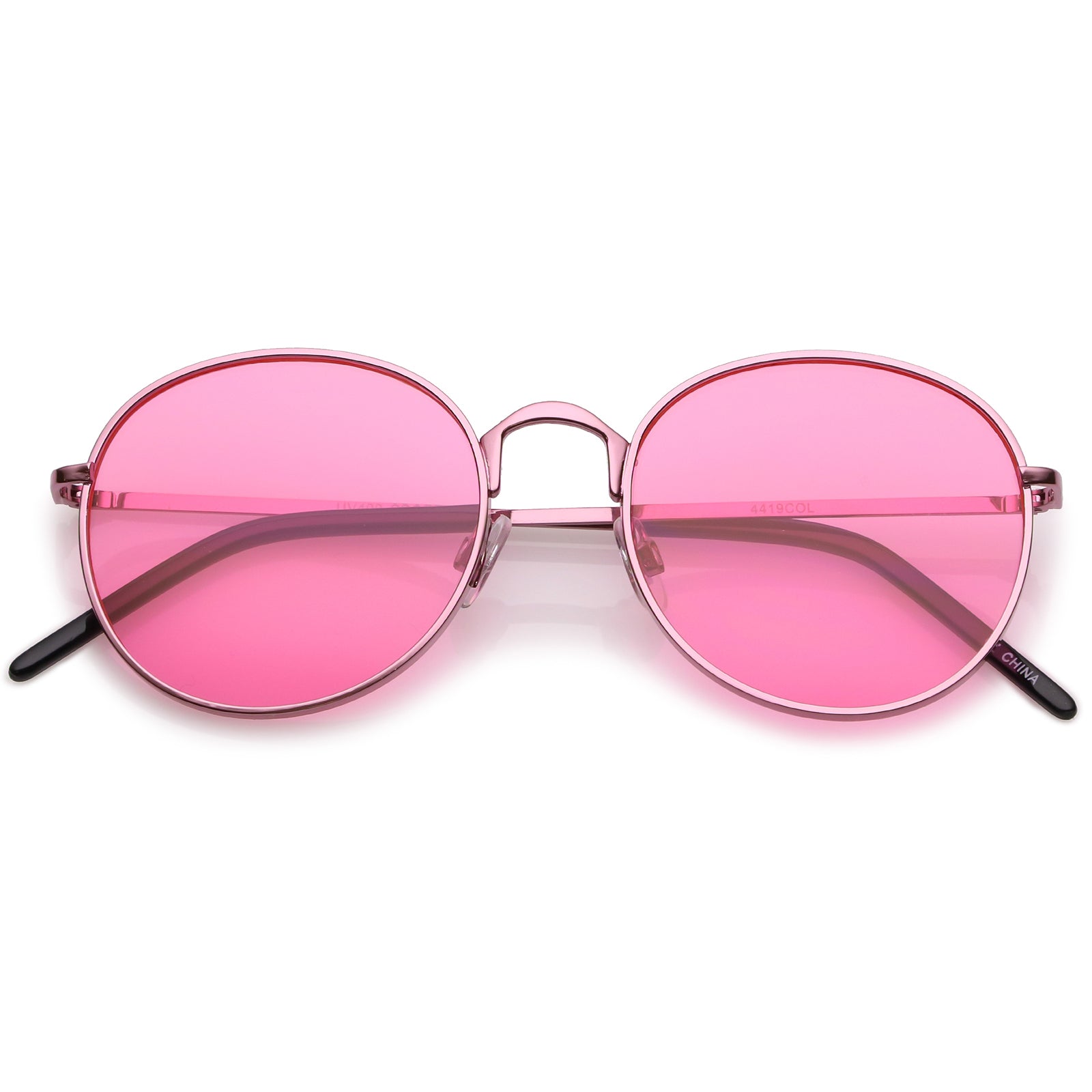 Pink tinted outlet round sunglasses