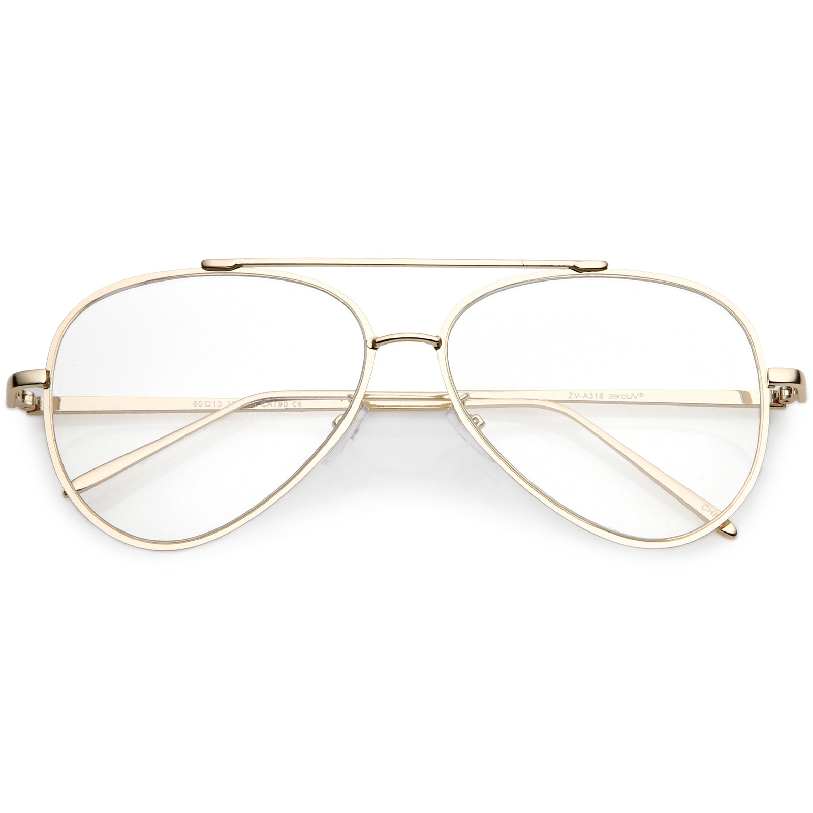 Designer Fashion Square Pilot Sunglasses Mens Women Gold Clear Glasses UV400
