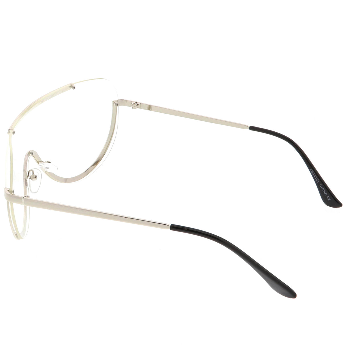 Oversize Semi Rimless Shield Eyeglasses Metal Trim Clear Mono Lens 65m Sunglassla 