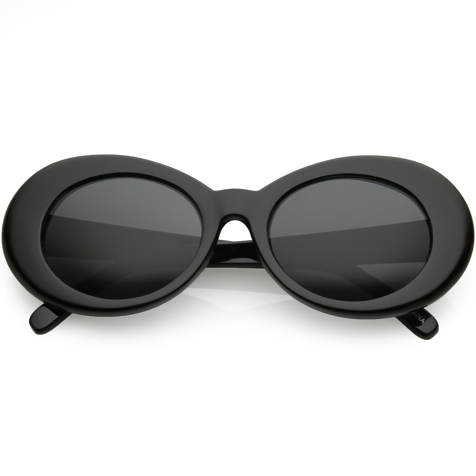 Classic Style Metal T Letter Oval Frame Sunglasses - Black – Trendy & Unique