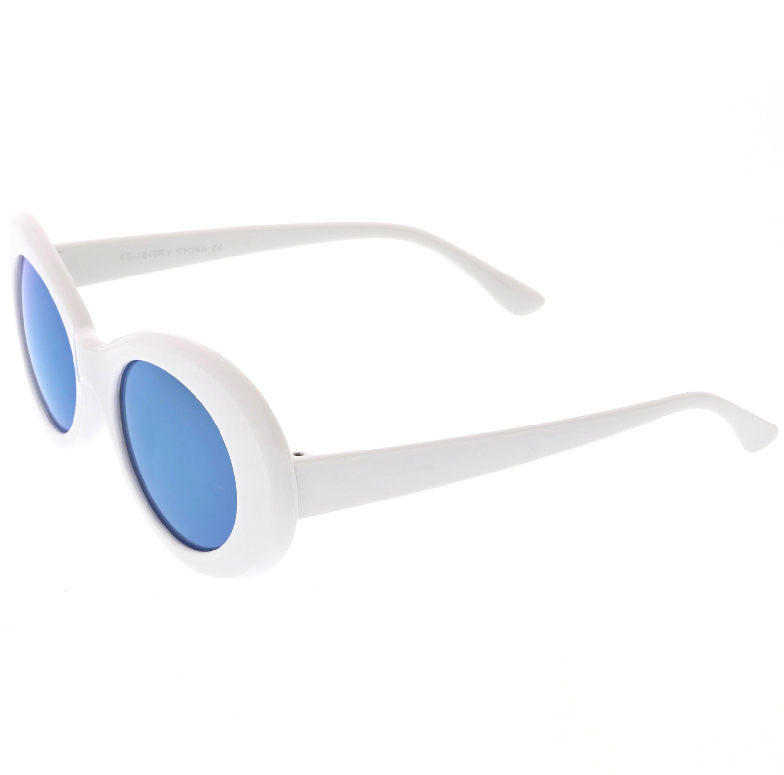 Retro Oval Sunglasses With Tapered Arms Neutral Colored Round Lens 51mm