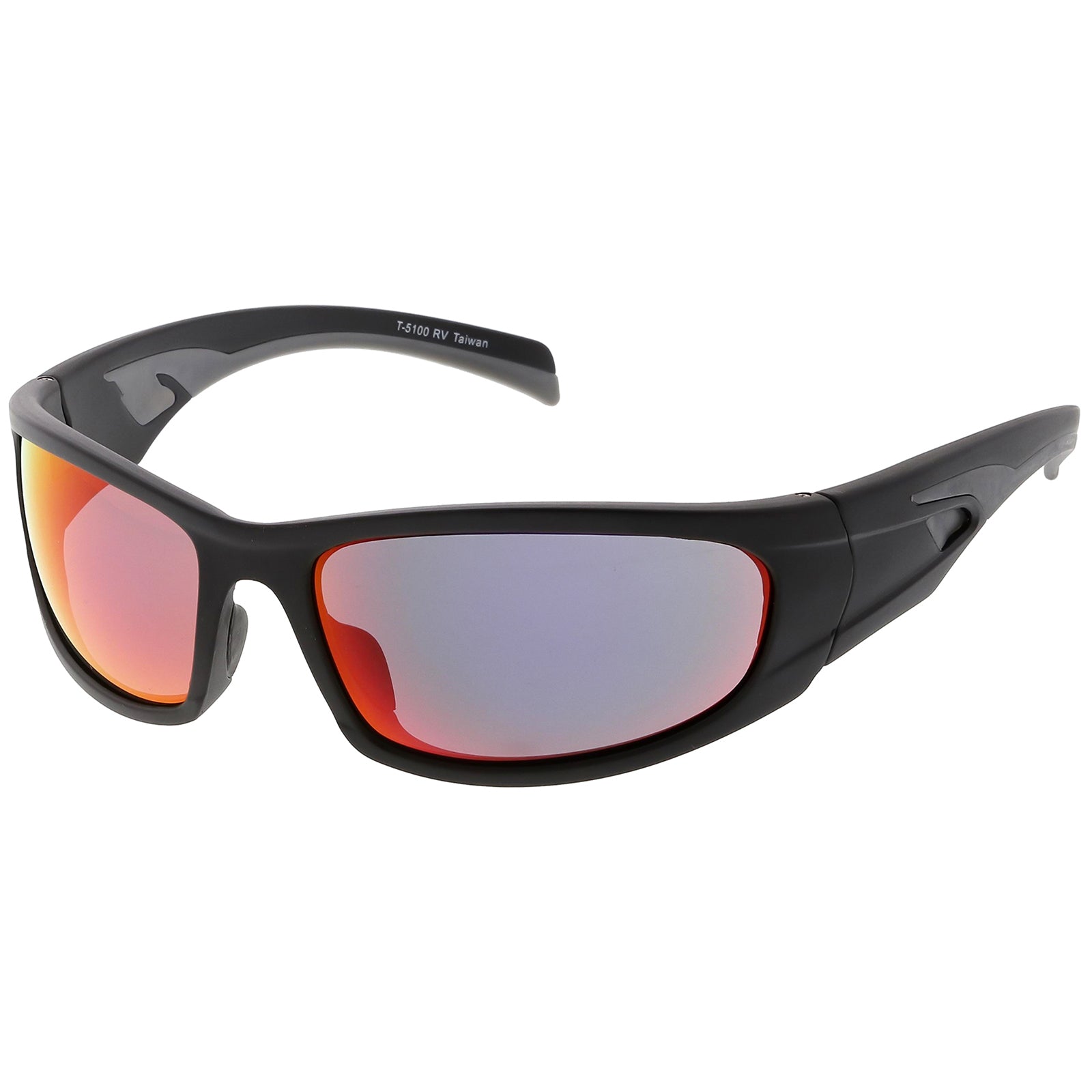 Sports TR-90 Wrap Sungalsses Wide Arms Colored Mirror Rectangle Lens 6 