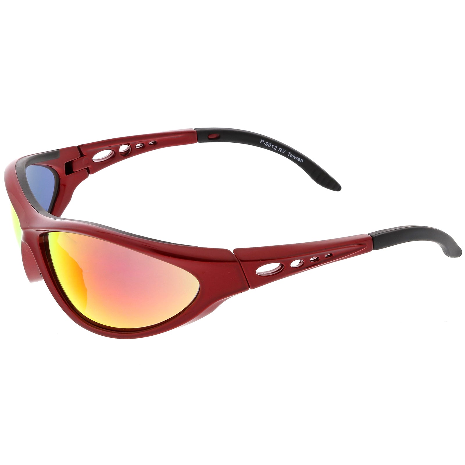 Sports TR-90 Wrap Sunglasses Ventilated Slim Arms Colored Mirror Lens 68mm