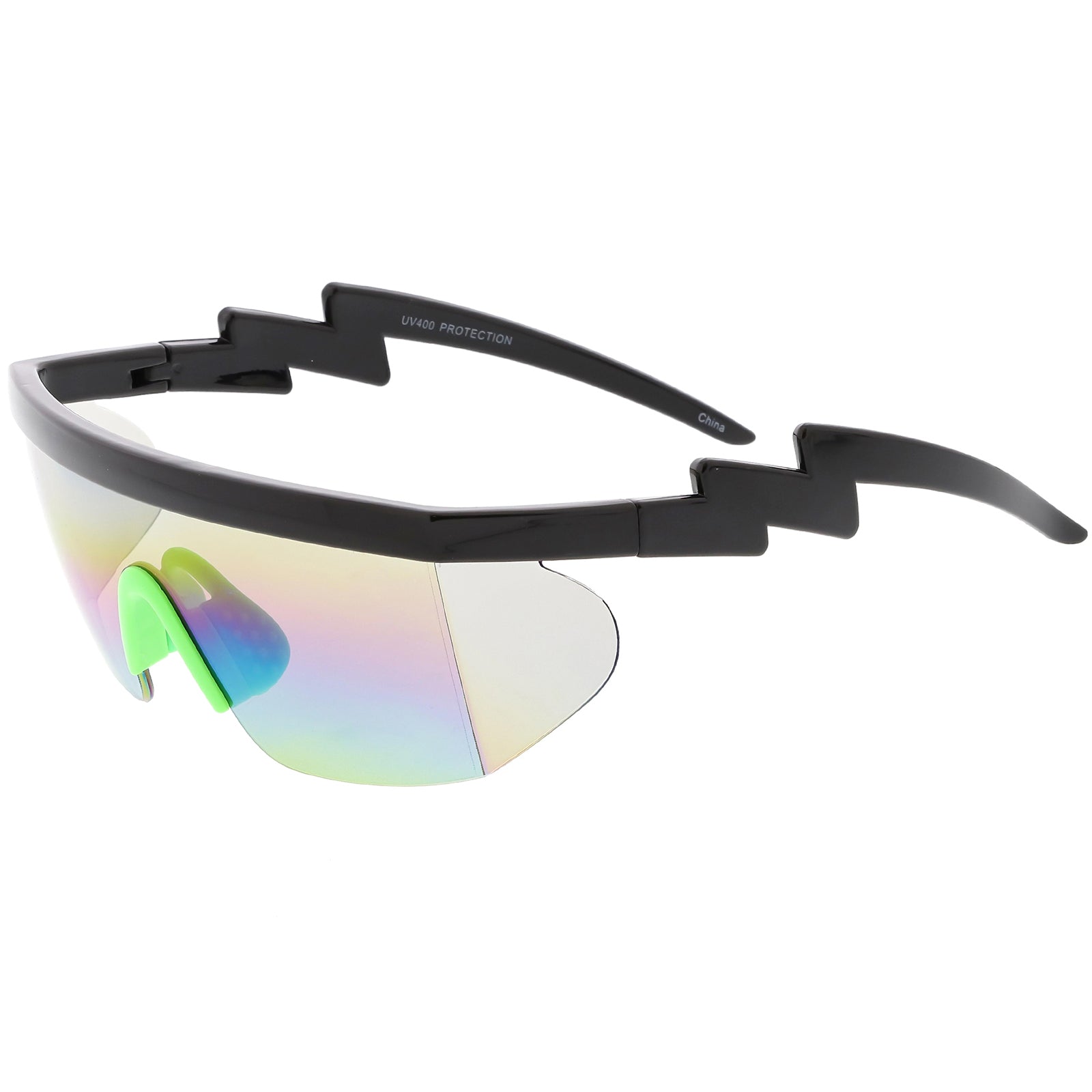 CRAMILO Reflective Mirrored Lens Rimless Squared Sunglasses